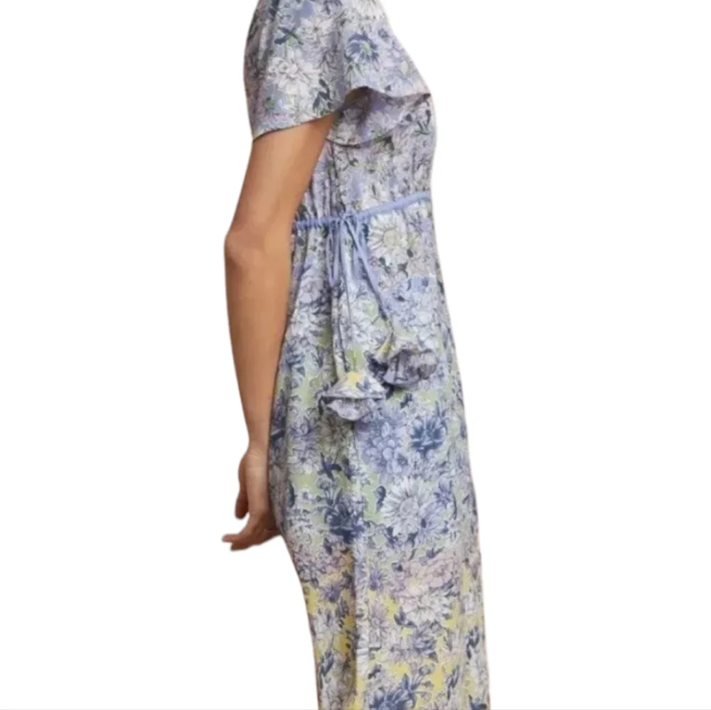 Anthropologie Romerio Sleep Jumpsuit Purple Floral Tassels Size Small‎